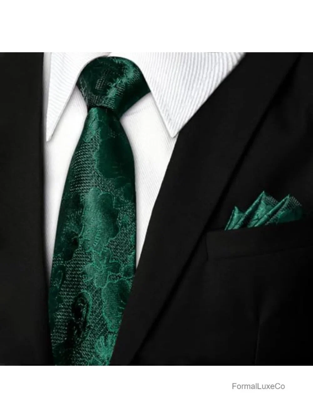 Silk Men's Necktie Floral Paisley Tie with Pocket Square Cufflinks Gift Set